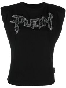 Philipp Plein débardeur en coton à logo strassé - Noir