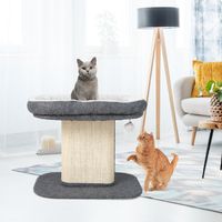 Kattenboom Toren voor Kittens Katten Activiteiten Toren met Grote Pluche Zitstok & Sisal Krabplaat Interactieve Bal Grijs - thumbnail