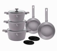 Berlinger Haus 10 stuks aluminium anti-aanbaklaag inductie kookgerei set - potten en pannen met deksels voor thuis keuken oven vaatwasmachinebestendig, milieuvriendelijk compatibel met alle fornuizen,