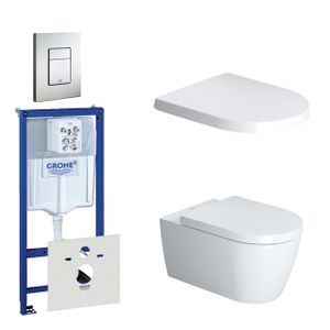 Duravit Starck Me Toiletset - inbouwreservoir - diepspoel - wandcloset - softclose - bedieningsplaat verticaal/horizontaal - RVS 0729205/0720026/0293433/0293435/