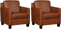 Set van 2 Cognac leren landelijke fauteuils Smart - poot hout zwart - Granada leer Savannah (cognac leer) - thumbnail