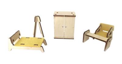 Mamatoyz poppenhuismeubels slaapkamer meisjes hout naturel Mamatoyz poppenhuismeubels slaapkamer meisjes hout naturel