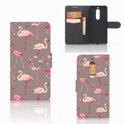 Nokia 5 Telefoonhoesje met Pasjes Flamingo Nokia 5 Telefoonhoesje met Pasjes Flamingo