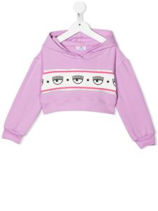 Chiara Ferragni Kids hoodie crop à imprimé oeil - Violet