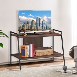 TV Kast TV Entertainment Centre 2-Tier TV Plank voor TV's tot 32 Inch Walnoot