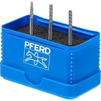 PFERD Hardmetalen krachtige kleine freesstiftset, 3-delig, tanding ALLROUND, schachtdiameter 3 mm, freesstift ø 3 mm | 21901403 – voor universeel gebruik op de belangrijkste materialen