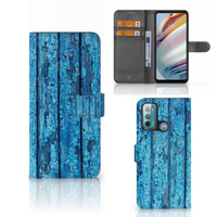 Motorola Moto G60 Book Style Case Wood Blue