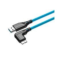 Mathorn Tethering kabel USB-A naar Micro USB-B Right angle Arctic Blauw 2m - thumbnail