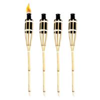 Esschert Design Tuinfakkel - 4x - bamboe - navulbaar - 60 cm - sfeer verlichting