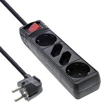 InLine 16445S stekkerdoos, 4-voudig, 2x geaard contact + 2x euro, met schakelaar, 5m, zwart