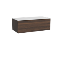 Storke Edge zwevend badmeubel 105 x 52 cm notenhout met Tavola enkel wastafelblad in solid surface mat wit - thumbnail