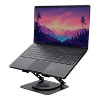 Trust Zeff Ergonomische Laptop Standaard voor Bureau met 360 Graden Draaibare Hoek, 16 Inch Opvouwbaare Laptop Stand, Hoogte Verstelbaar, Metalen Laptop Verhoger voor Macbook Tablet Dell HP - Zwart
