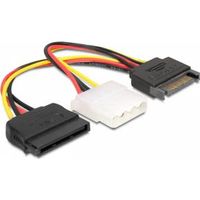 Delock 65235 Kabel Voeding SATA 15-pins male naar Molex 4-pins female + SATA 15-pins female