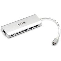 ROLINE Dockingstation USB type C, HDMI 4K, USB 3.0 / USB 3.2 Gen 1, SD/MicroSD, Gigabit Ethernet, zilverkleurig