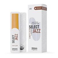 D'Addario Organic Select Jazz Unfiled Bariton Saxofoon Riet - Sax Riet - Het eerste & enige biologische riet - 4 zacht, 5 stuks