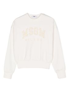 MSGM Kids sweat à effet usé - Blanc