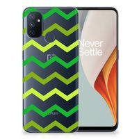 OnePlus Nord N100 TPU bumper Zigzag Groen - thumbnail