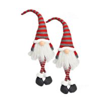 2x stuks pluche gnome/dwerg decoratie poppen/knuffels wit/rood/grijs 10 x 11 x 70 cm - thumbnail