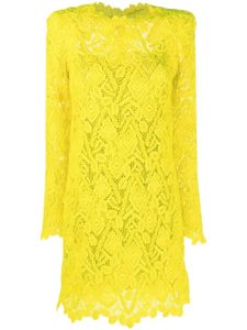 Ermanno Scervino robe-chemise courte à dentelle brodée - Jaune