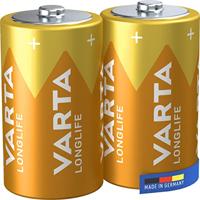 Varta 4120101412 Longlife D Mono LR20 Batterij (verpakking met 2 stuks) Alkaline Batterijen - ideaal voor afstandsbediening radio wekker en klok