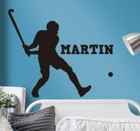 Muursticker kinderkamer hockey met naam - thumbnail