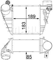 Intercooler, inlaatluchtkoeler MAHLE, u.a. für Audi, Skoda, VW, Seat - thumbnail