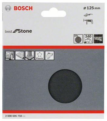 Bosch Accessories 2608606758 Schuurpapier voor schuurschijf Ongeperforeerd Korrelgrootte (num) 240 (Ø) 125 mm 10 stuk(s)