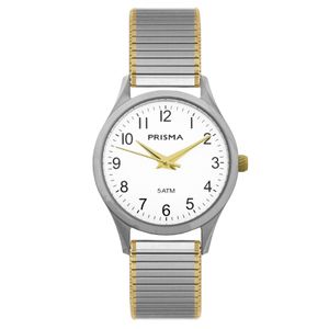 Prisma P.1157 Horloge rekband staal zilver- en goudkleurig-wit 29 mm