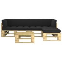 vidaXL 4-delige Loungeset pallet met kussens groen geïmpregneerd hout