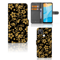 OPPO A15 Hoesje Gouden Bloemen