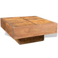 Salontafel vierkant massief mangohout bruin - thumbnail