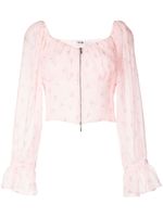 b+ab blouse zippée à fleurs brodées - Rose