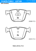 Remblokkenset, schijfrem ATE Ceramic ATE, u.a. fÃ¼r BMW