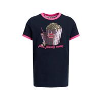 WE Fashion T-shirt met contrastbies en pailletten donkerblauw