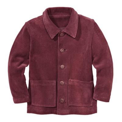 Ribcord-jasje met knopen van steennoot, wijnrood 86/92