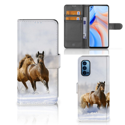 OPPO Reno 4 Pro 5G Telefoonhoesje met Pasjes Paarden OPPO Reno 4 Pro 5G Telefoonhoesje met Pasjes Paarden