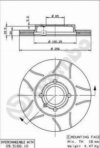 Remschijf BREMBO, Remschijftype: Gespleten, u.a. für VW, Seat