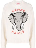 Kenzo pull à motif elephant en intarsia - Blanc