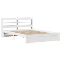 vidaXL Bedframe met hoofdbord massief grenenhout wit 160x200 cm, bed, bed ombouw, boxspring, bedbodem, slaapkamermeubel, twijfelaar bed, 2 persoonsbed
