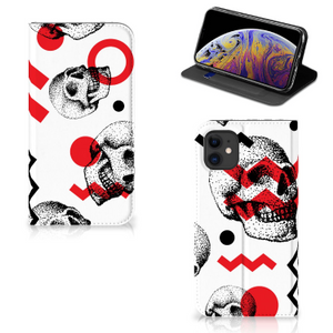 Mobiel BookCase Apple iPhone 11 Skull Red