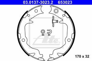 Remschoenset, parkeerrem ATE, u.a. für Mitsubishi, Chrysler, Jeep, Peugeot, Citroën, Lancia