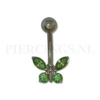 Navelpiercing vlinder groen - thumbnail