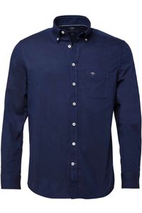 Fynch-Hatton Casual Fit Overhemd Marine, Effen