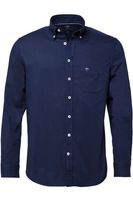 Fynch-Hatton Casual Fit Overhemd Marine, Effen - thumbnail