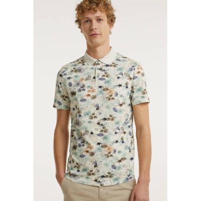No Excess regular fit polo met all over print beige