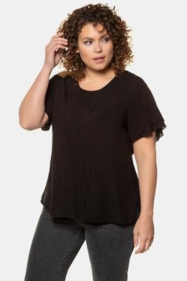 Ulla Popken Blouse, A-lijn, V-hals, volantmouwen - Grote Maten