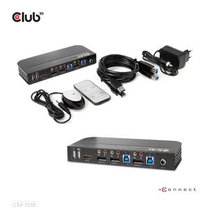 club3D KVM Switch 4K60Hz KVM-switch HDMI Afstandsbediening 4096 x 2160 Pixel