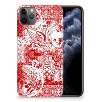 Silicone Back Case Apple iPhone 11 Pro Max Angel Skull Rood - thumbnail