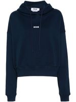 MSGM hoodie crop à logo imprimé - Bleu - thumbnail