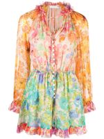 ZIMMERMANN Raie floral-print playsuit - SPLI